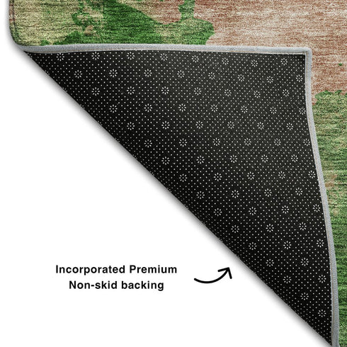 8' X 10' Pink And Emerald Abstract Washable Area Rug With UV Protection