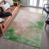 8' X 10' Pink And Emerald Abstract Washable Area Rug With UV Protection