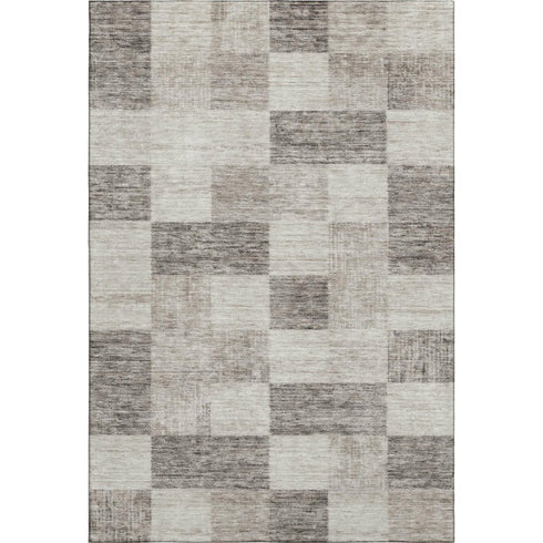 5' X 8' Beige And Taupe Geometric Washable Area Rug With UV Protection