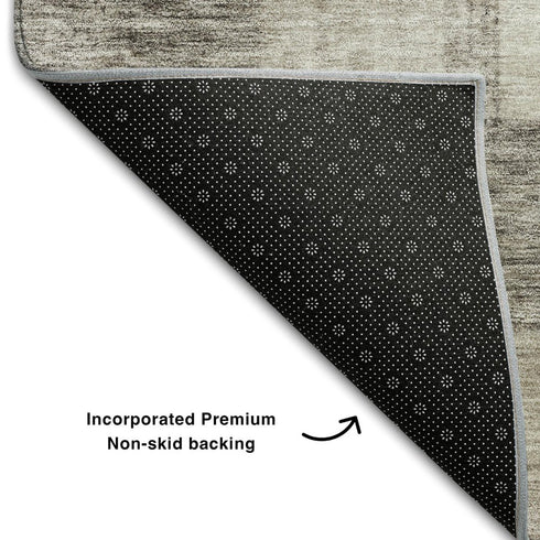 5' X 8' Beige And Taupe Geometric Washable Area Rug With UV Protection