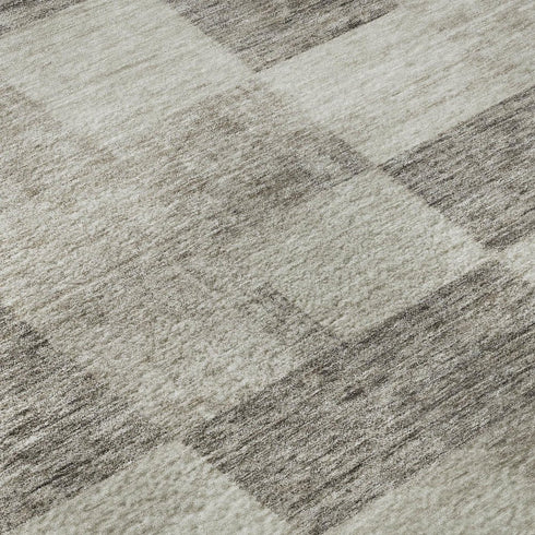 5' X 8' Beige And Taupe Geometric Washable Area Rug With UV Protection