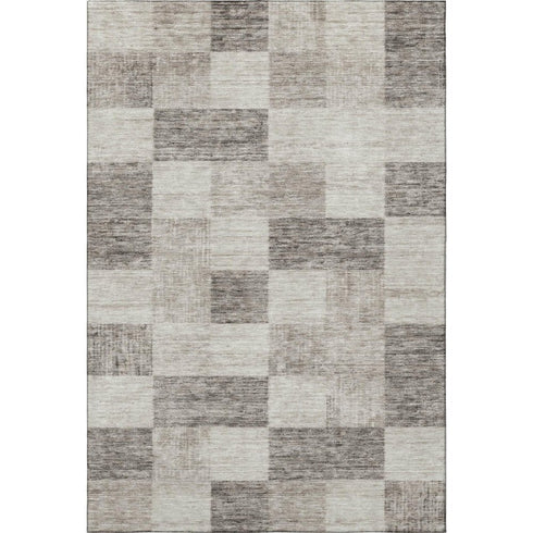5' X 8' Beige And Taupe Geometric Washable Area Rug With UV Protection