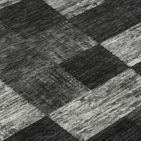 5' X 8' Black Gray And Silver Geometric Washable Area Rug With UV Protection