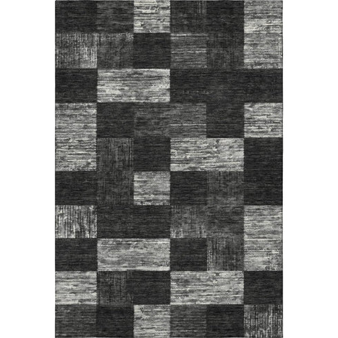 5' X 8' Black Gray And Silver Geometric Washable Area Rug With UV Protection