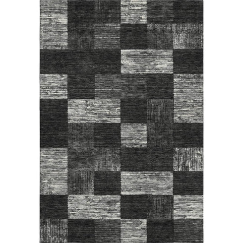 8' X 10' Black Gray And Silver Geometric Washable Area Rug With UV Protection