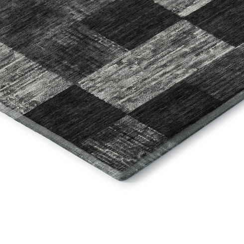 8' X 10' Black Gray And Silver Geometric Washable Area Rug With UV Protection