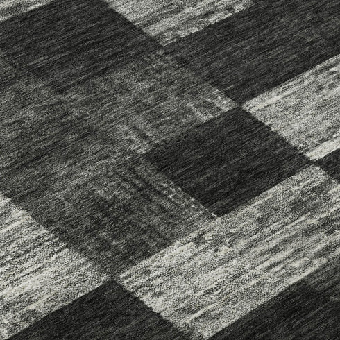 8' X 10' Black Gray And Silver Geometric Washable Area Rug With UV Protection