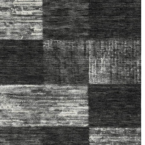 8' X 10' Black Gray And Silver Geometric Washable Area Rug With UV Protection