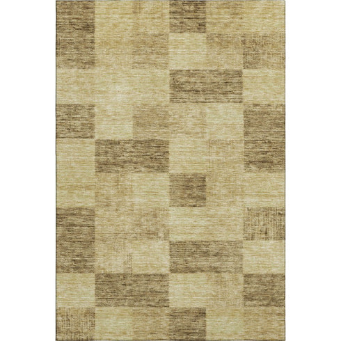 5' X 8' Gold And Wheat Geometric Washable Area Rug With UV Protection