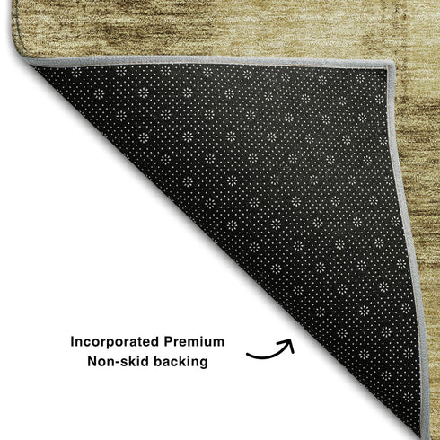5' X 8' Gold And Wheat Geometric Washable Area Rug With UV Protection
