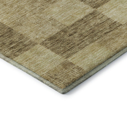 5' X 8' Gold And Wheat Geometric Washable Area Rug With UV Protection