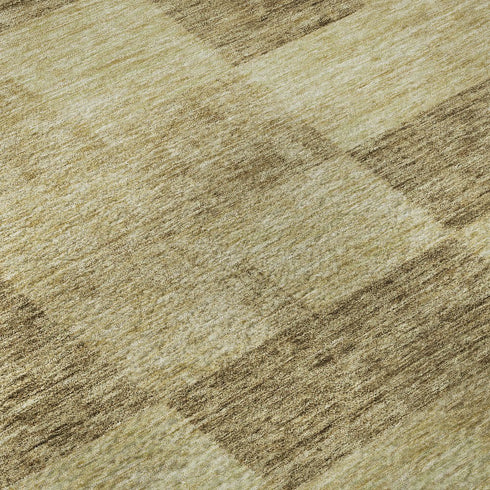 5' X 8' Gold And Wheat Geometric Washable Area Rug With UV Protection
