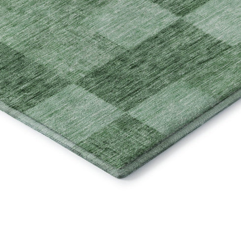 8' X 10' Green And Mint Green Geometric Washable Area Rug With UV Protection
