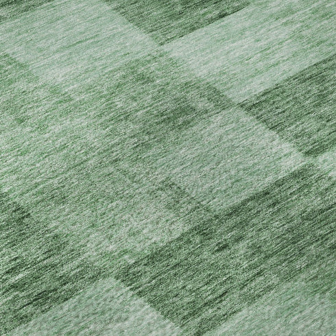 8' X 10' Green And Mint Green Geometric Washable Area Rug With UV Protection