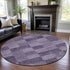8' Purple And Lavender Geometric Washable Round Rug With UV Protection
