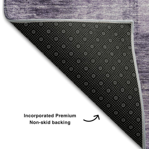 8' Purple And Lavender Geometric Washable Round Rug With UV Protection
