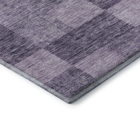 8' Purple And Lavender Geometric Washable Round Rug With UV Protection