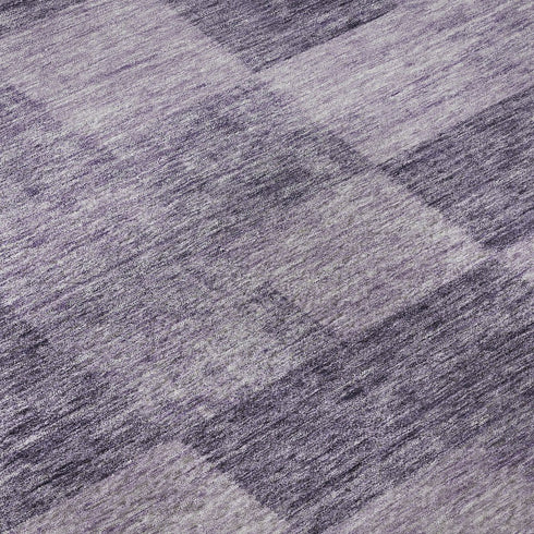 8' Purple And Lavender Geometric Washable Round Rug With UV Protection