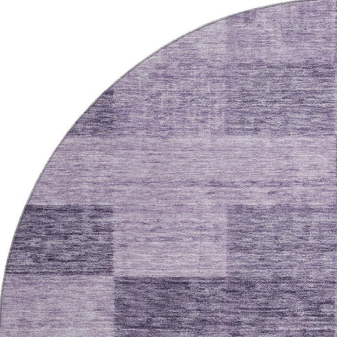 8' Purple And Lavender Geometric Washable Round Rug With UV Protection
