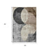 5' X 8' Pewter Brown And Beige Geometric Washable Area Rug With UV Protection
