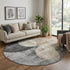 8' Pewter Brown And Beige Geometric Washable Round Rug With UV Protection