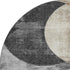 8' Pewter Brown And Beige Geometric Washable Round Rug With UV Protection