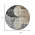 8' Pewter Brown And Beige Geometric Washable Round Rug With UV Protection