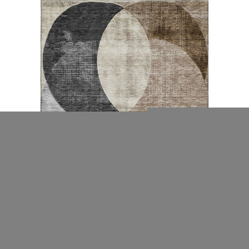 8' X 10' Pewter Brown And Beige Geometric Washable Area Rug With UV Protection