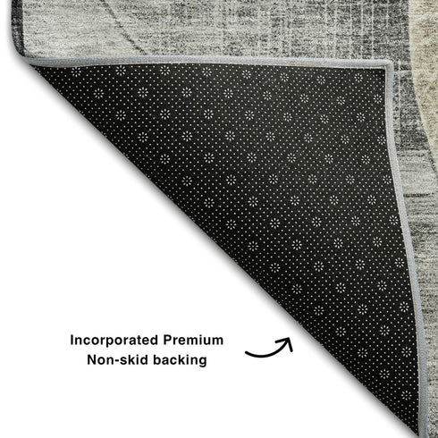 8' X 10' Pewter Brown And Beige Geometric Washable Area Rug With UV Protection