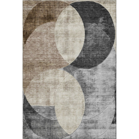 8' X 10' Pewter Brown And Beige Geometric Washable Area Rug With UV Protection