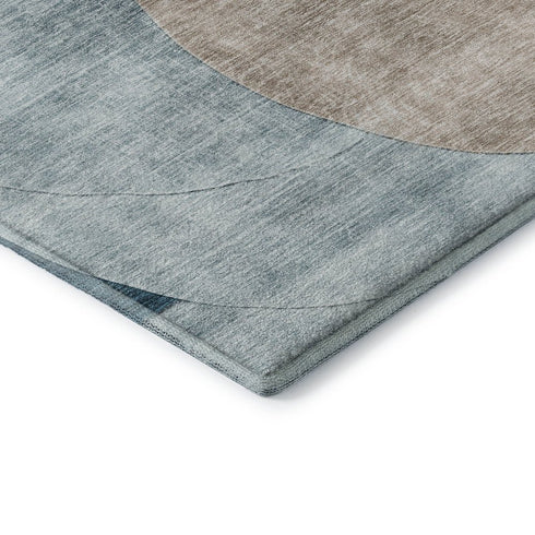8' X 10' Rust Teal And Beige Geometric Washable Area Rug With UV Protection
