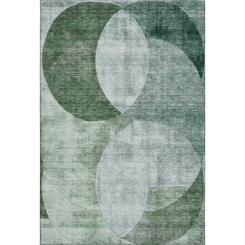 8' X 10' Aqua Green And Teal Geometric Washable Area Rug With UV Protection