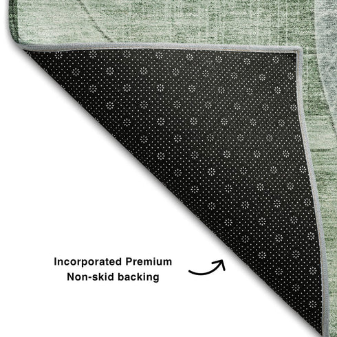 8' X 10' Aqua Green And Teal Geometric Washable Area Rug With UV Protection