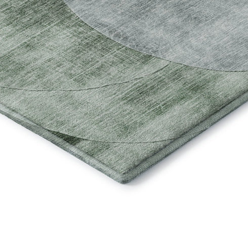 8' X 10' Aqua Green And Teal Geometric Washable Area Rug With UV Protection