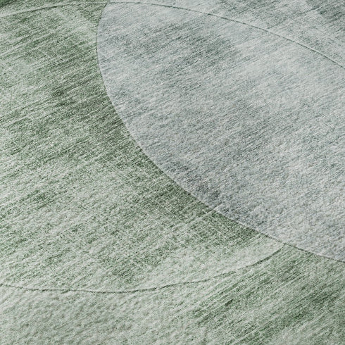 8' X 10' Aqua Green And Teal Geometric Washable Area Rug With UV Protection