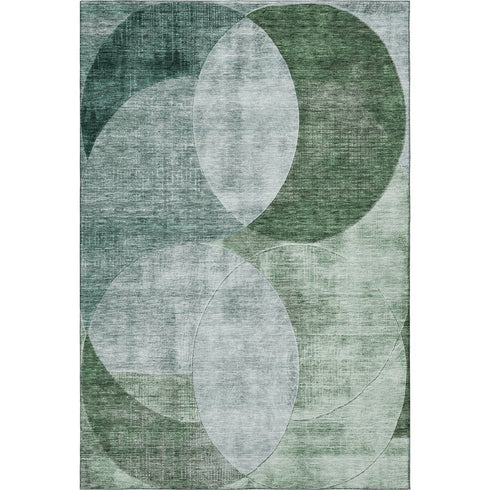 8' X 10' Aqua Green And Teal Geometric Washable Area Rug With UV Protection