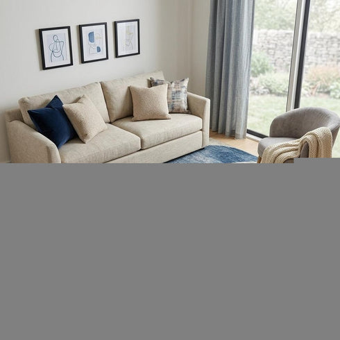 5' X 8' Sky Blue Brown And Beige Geometric Washable Area Rug With UV Protection
