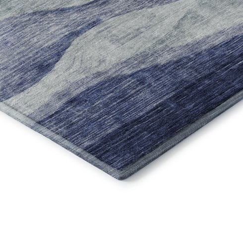 5' X 8' Blue And Sky Blue Abstract Washable Area Rug With UV Protection
