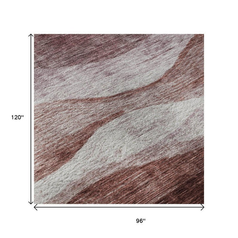 8' X 10' Blush And Pink Abstract Washable Area Rug With UV Protection