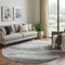 8' Gray And Silver Abstract Washable Round Rug With UV Protection