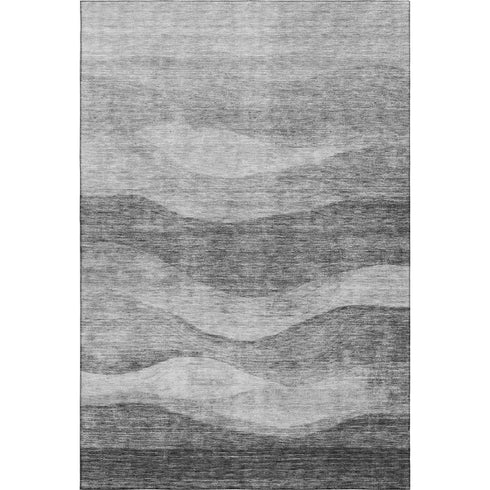 8' X 10' Gray And Silver Abstract Washable Area Rug With UV Protection