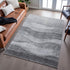 8' X 10' Gray And Silver Abstract Washable Area Rug With UV Protection