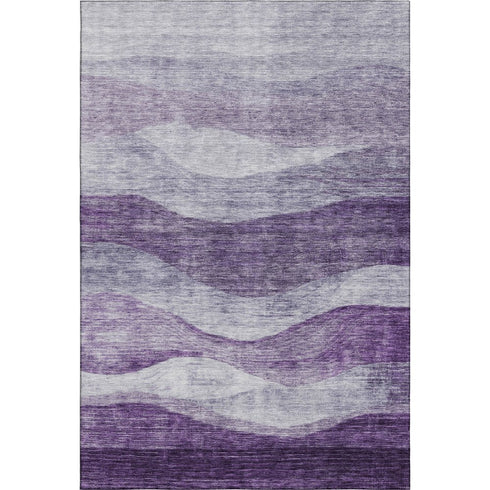 8' X 10' Lavender And Lilac Abstract Washable Area Rug With UV Protection