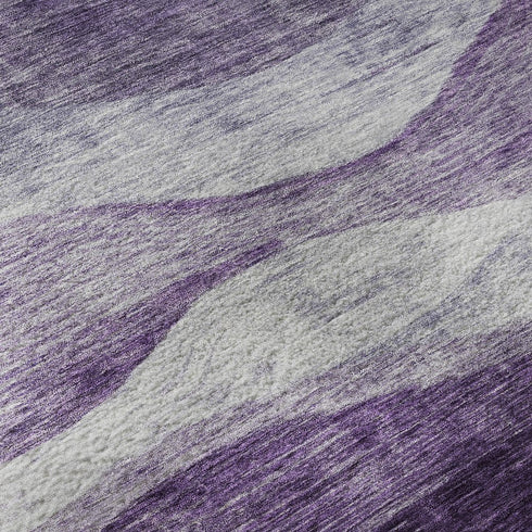 8' X 10' Lavender And Lilac Abstract Washable Area Rug With UV Protection