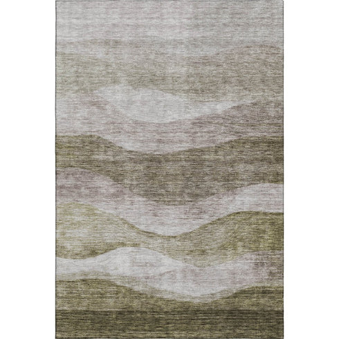 5' X 8' Taupe And Beige Abstract Washable Area Rug With UV Protection