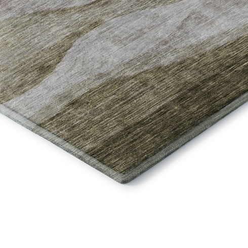 5' X 8' Taupe And Beige Abstract Washable Area Rug With UV Protection