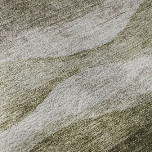 5' X 8' Taupe And Beige Abstract Washable Area Rug With UV Protection