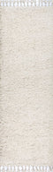 8' White Runner Rug With Fringe