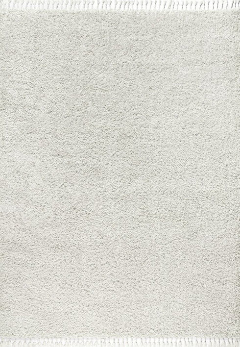 5' X 8' White Area Rug With Fringe