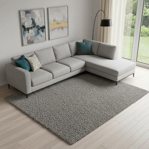 8' X 10' Charcoal Area Rug With Fringe